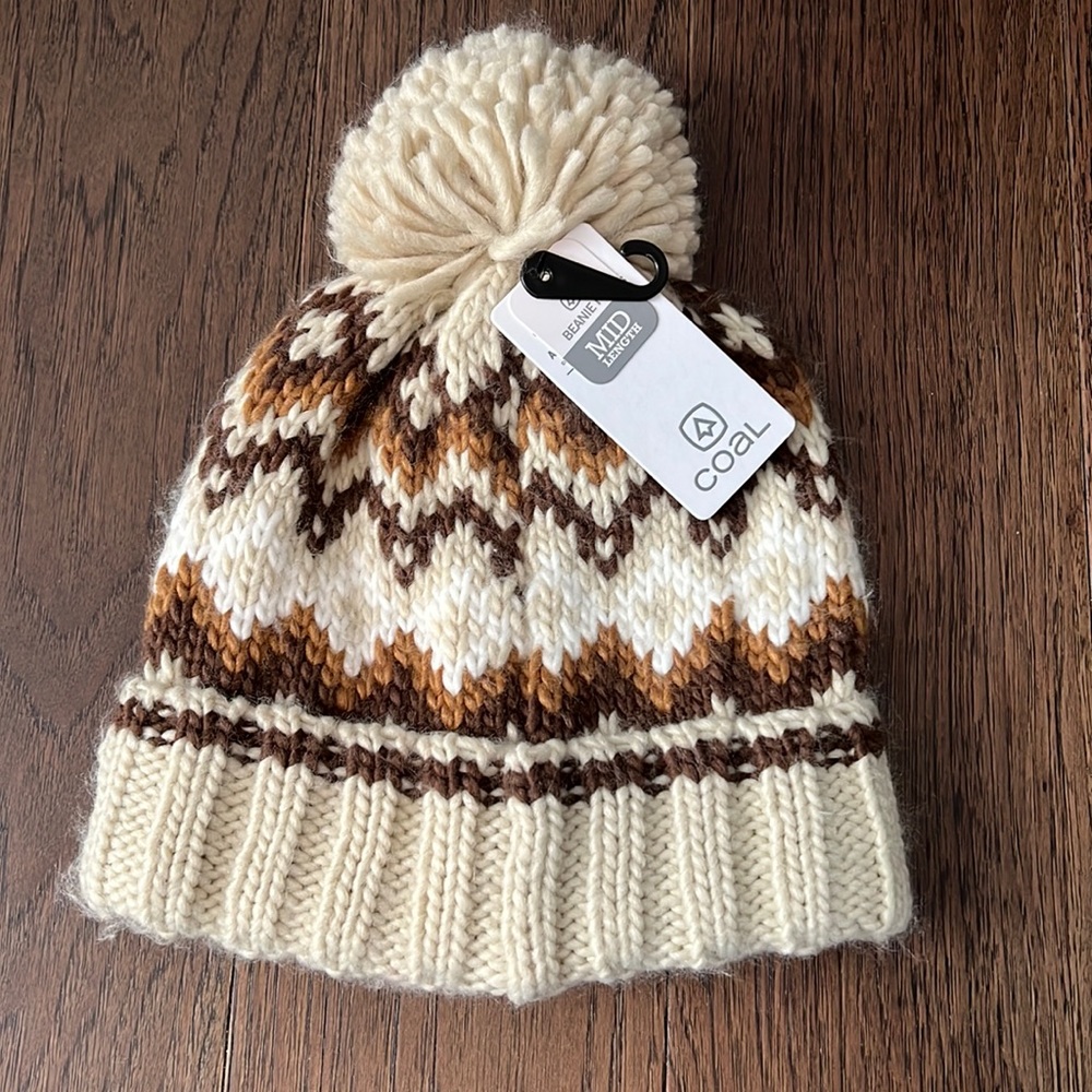 NWT coal pom beanie